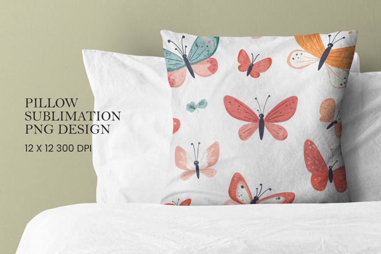Butterfly pattern pillow sublimation png example image 1