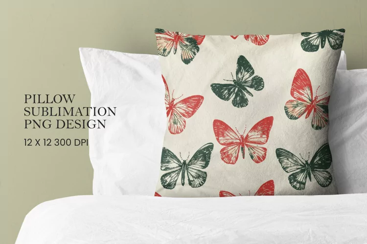 Butterfly pattern pillow sublimation png