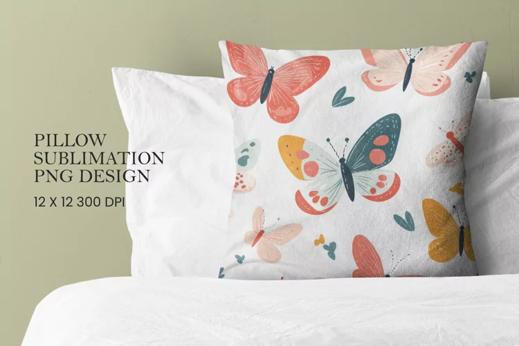 Butterfly pattern pillow sublimation png