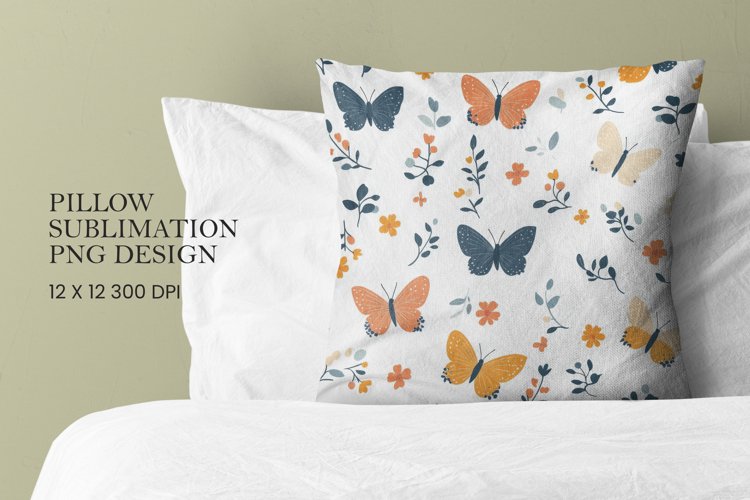 Butterfly pattern pillow sublimation png example image 1