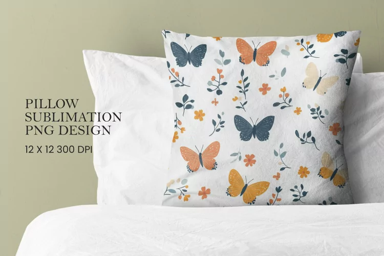 Butterfly pattern pillow sublimation png