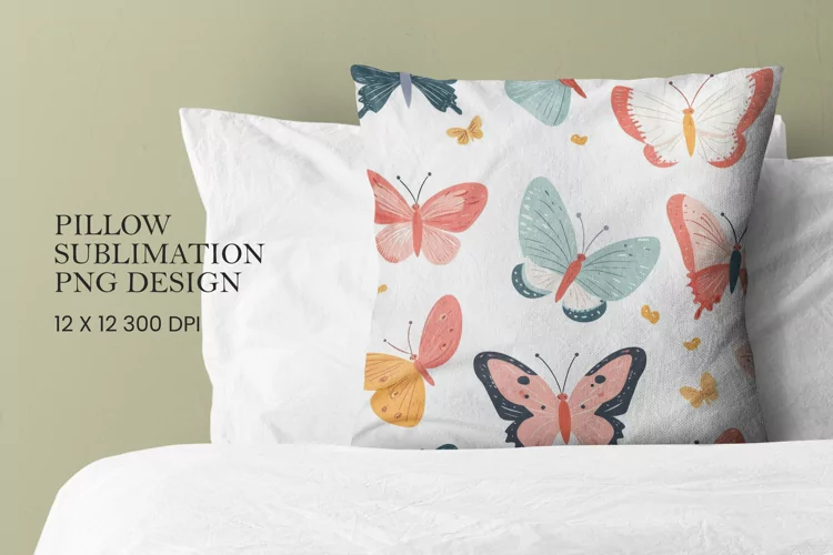 Butterfly pattern pillow sublimation png