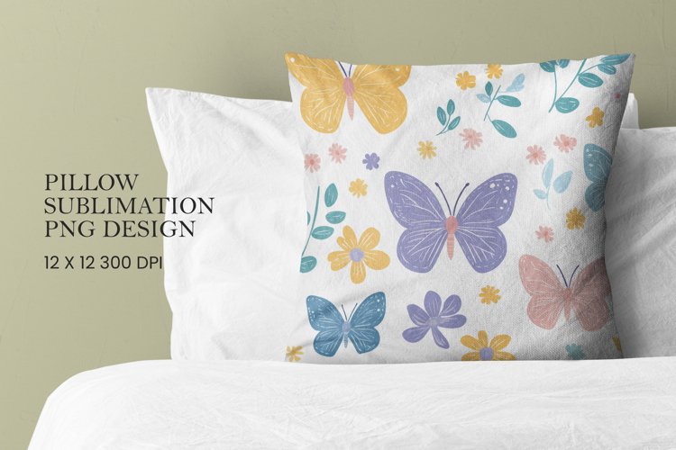 Butterfly pattern pillow sublimation png example image 1