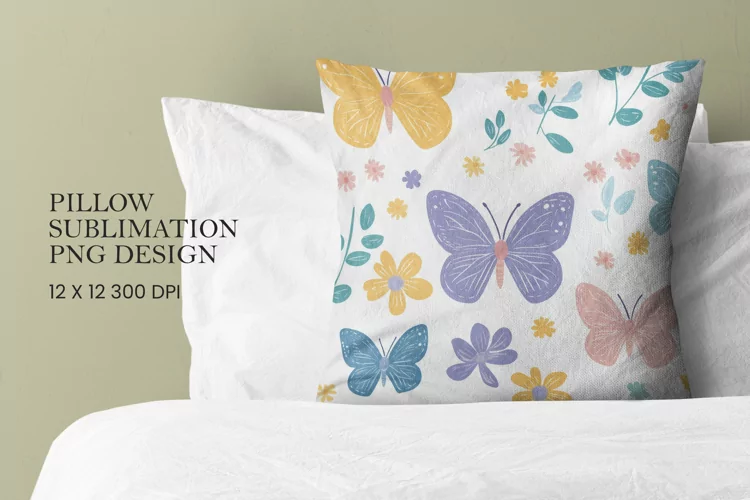 Butterfly pattern pillow sublimation png