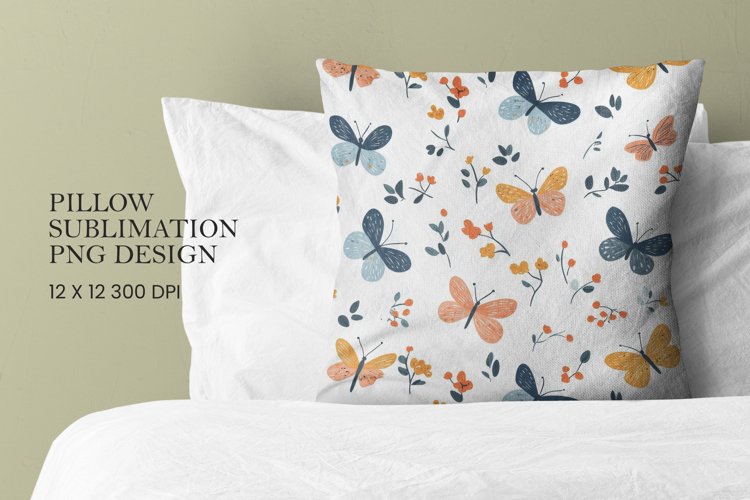 Butterfly pattern pillow sublimation png example image 1