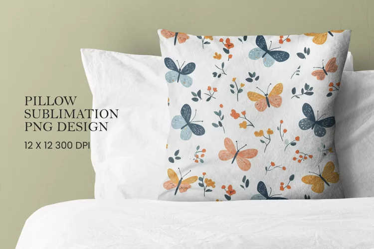 Butterfly pattern pillow sublimation png