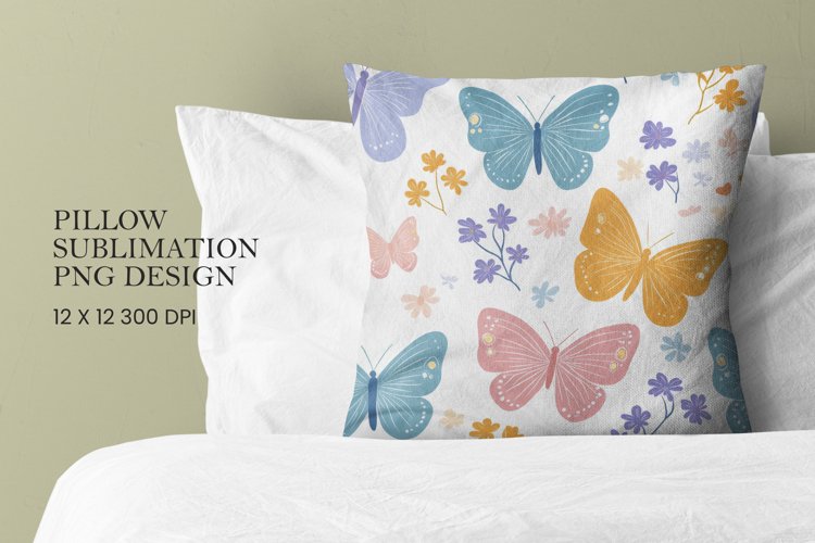 Butterfly pattern pillow sublimation png example image 1