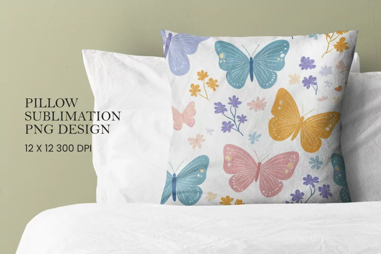 Butterfly pattern pillow sublimation png