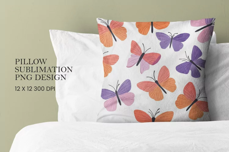 Butterfly pattern pillow sublimation png