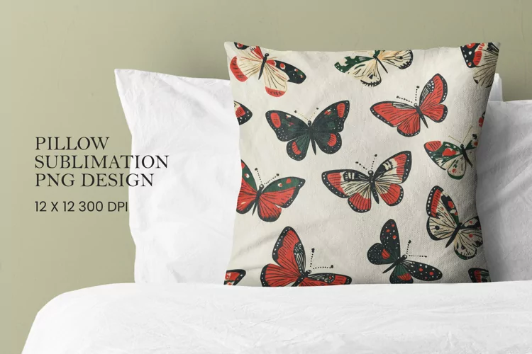 Butterfly pattern pillow sublimation png