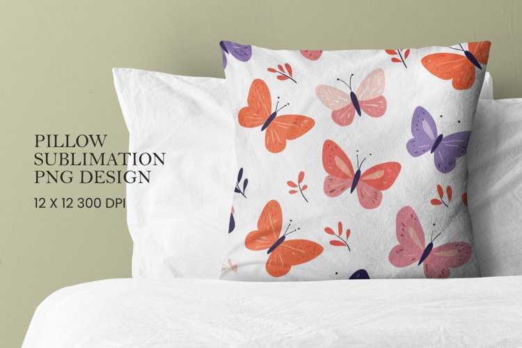 Butterfly pattern pillow sublimation png example image 1