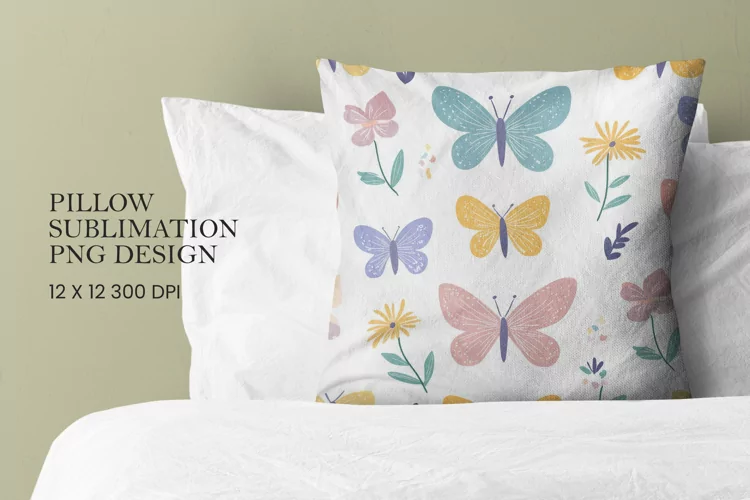 Butterfly pattern pillow sublimation png