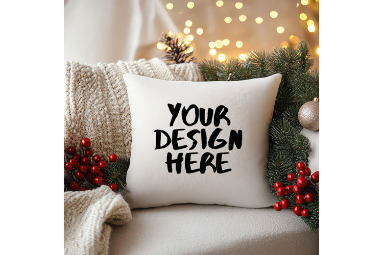 Christmas Pillow Mockup Blank White Pillow Winter Decorate