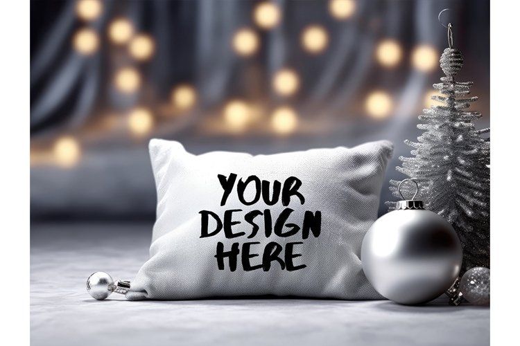 Christmas Pillow Mockup Blank White Pillow Winter Decorate example image 1