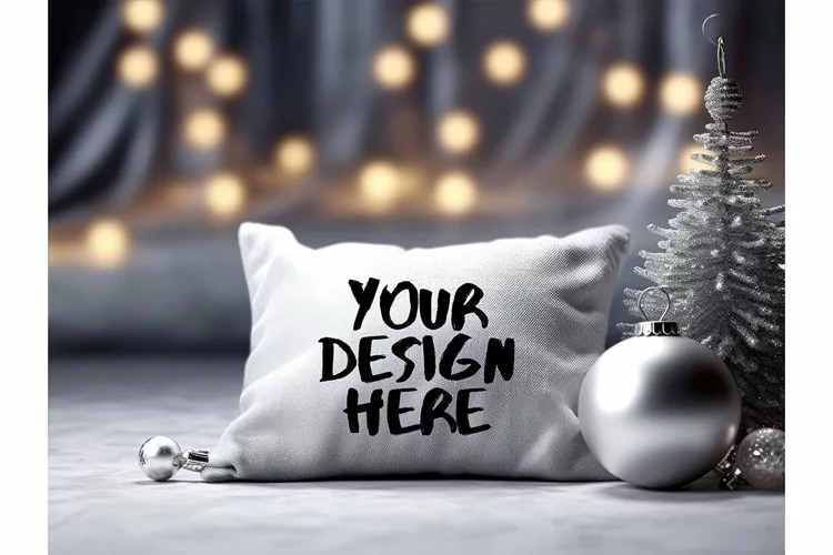 Christmas Pillow Mockup Blank White Pillow Winter Decorate