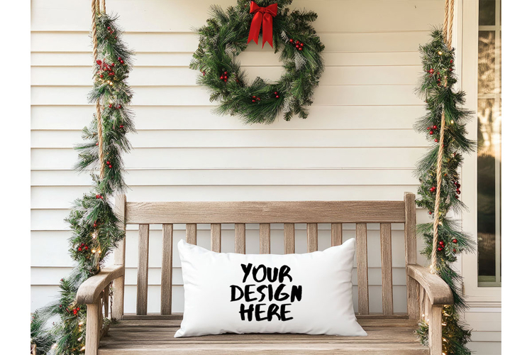 Christmas Pillow Mockup Blank White Pillow Winter Decorate