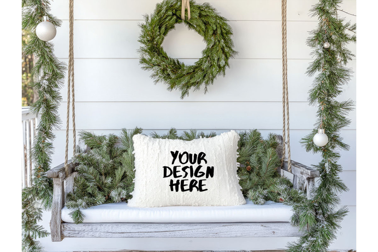 Christmas Pillow Mockup Blank White Pillow Winter Decorate