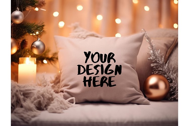 Christmas Pillow Mockup Blank White Pillow Winter Decorate