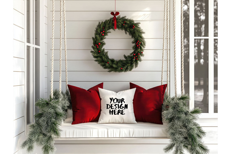 Christmas Pillow Mockup Blank White Pillow Winter Decorate