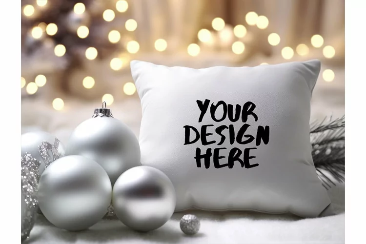 Christmas Pillow Mockup Blank White Pillow Winter Decorate