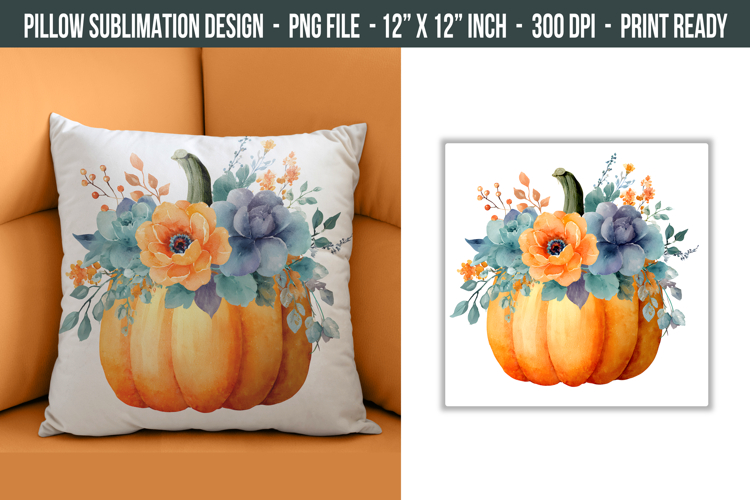 Flower Pumpkin Pillow Design | pillow cover Sublimation