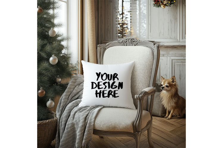 Christmas Pillow Mockup Blank White Pillow Winter Decorate