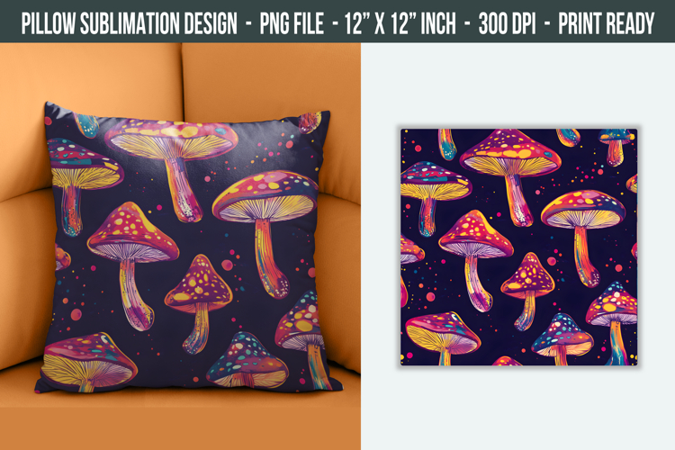 Whimsical Mushroom Pillow Design | Pillow Cover Sublimation