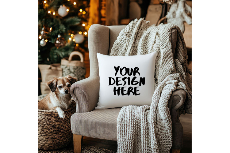 Christmas Pillow Mockup Blank White Pillow Winter Decorate