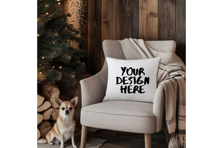 Christmas Pillow Mockup Blank White Pillow Winter Decorate