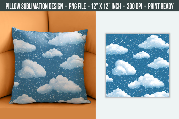 Snowy Clouds Pillow Design | pillow cover Sublimation