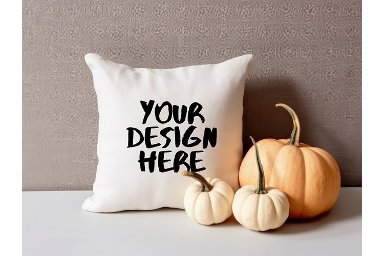 Fall Autumn Halloween Pillow Mockup Blank White Pillow Decor