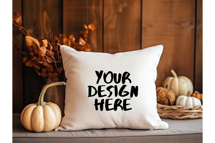 Fall Autumn Halloween Pillow Mockup Blank White Pillow Decor