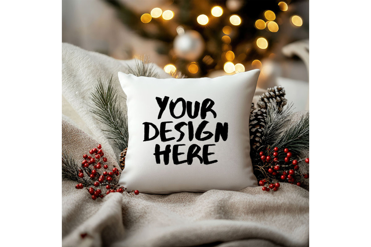 Christmas Pillow Mockup Blank White Pillow Winter Decorate