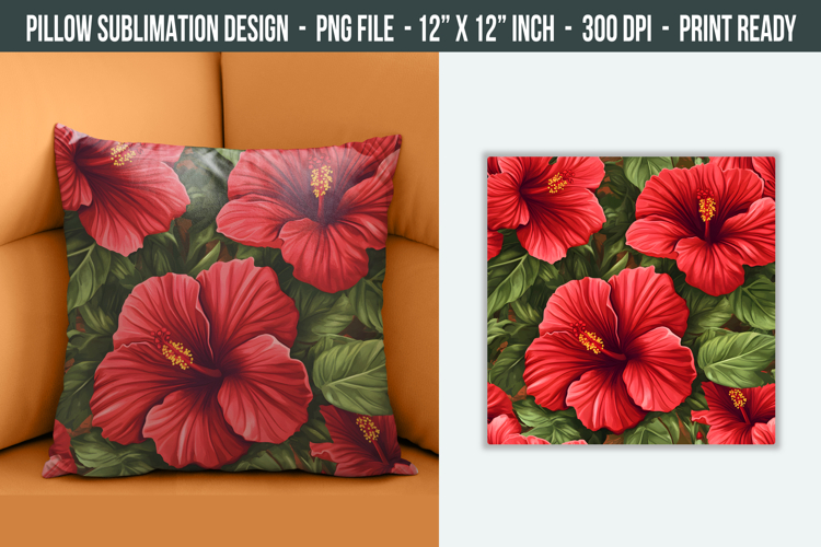 Hibiscus Flower Pillow Design | pillow cover Sublimation