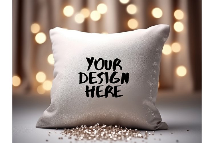 Christmas Pillow Mockup Blank White Pillow Winter Decorate example image 1