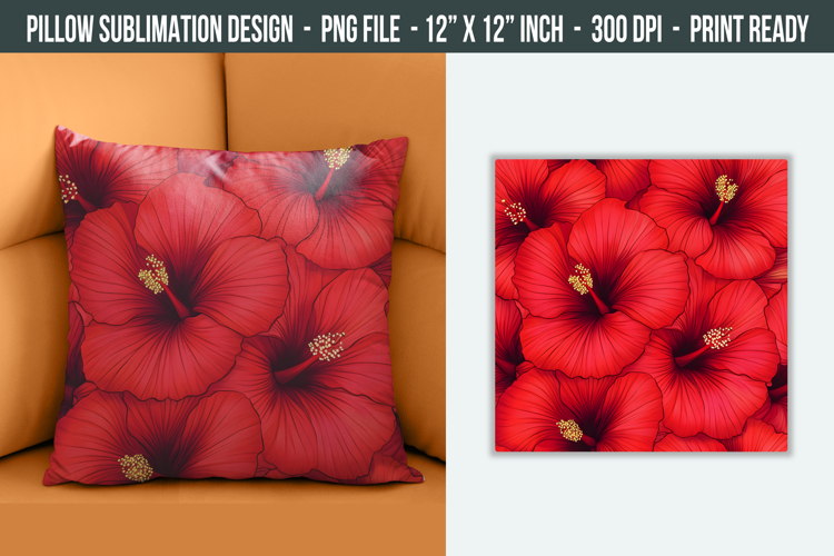 Hibiscus Flower Pillow Design | Pillow Cover Sublimation