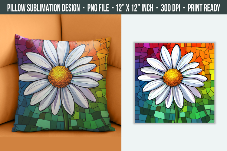 Stained Glass Daisy Flower Pillow | Pillow Design