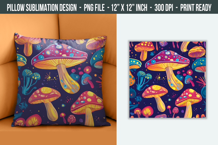 Whimsical Mushroom Pillow Design | Pillow Cover Sublimation