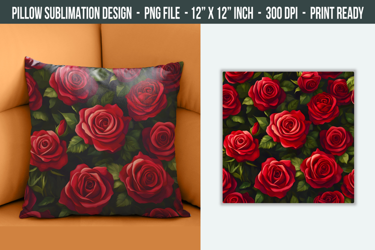 Red Rose Flower Pillow Design | pillow cover Sublimation