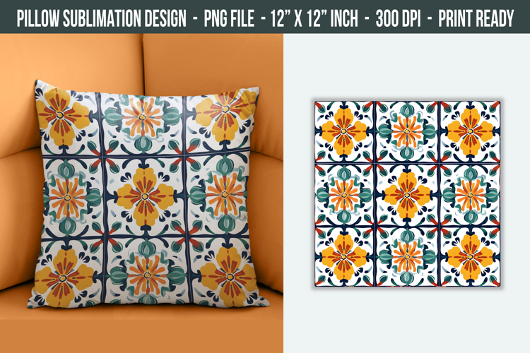 Portuguese Pattern Pillow Design | Pillow Cover Sublimation