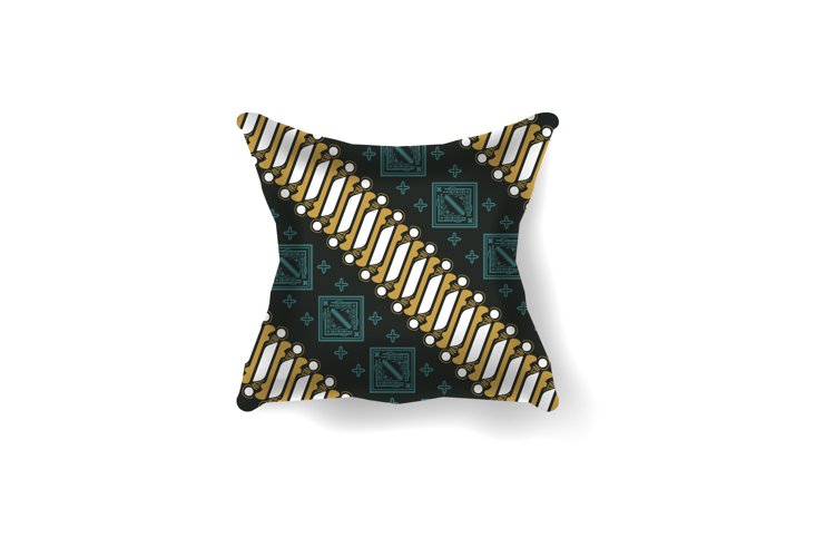 Pillow mockup with geometric traditional batik pattern graph