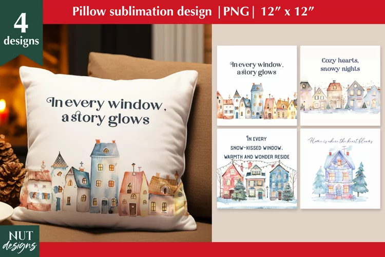 Christmas pillow, Christmas house sublimation, Home quote