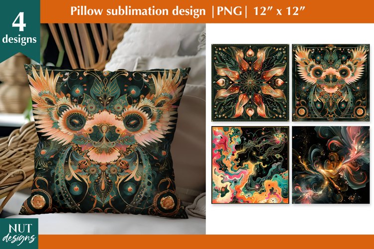 Pillow sublimation Abstract dark green illustration