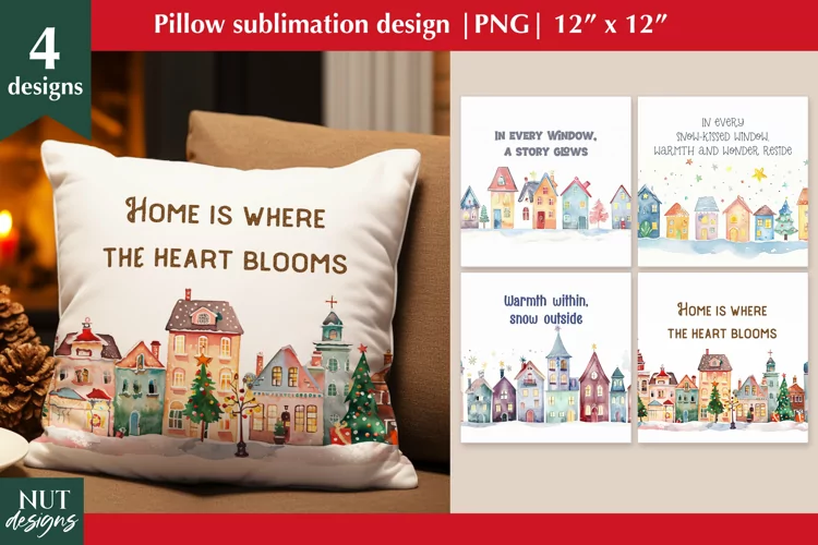 Christmas pillow, Christmas house sublimation, Home quote