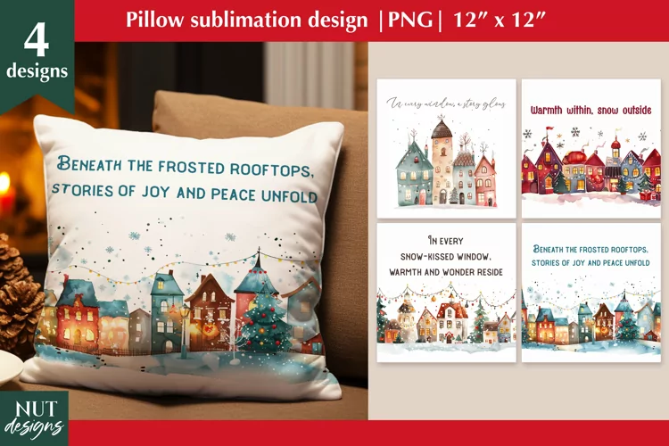 Christmas pillow, Christmas house sublimation, Home quote