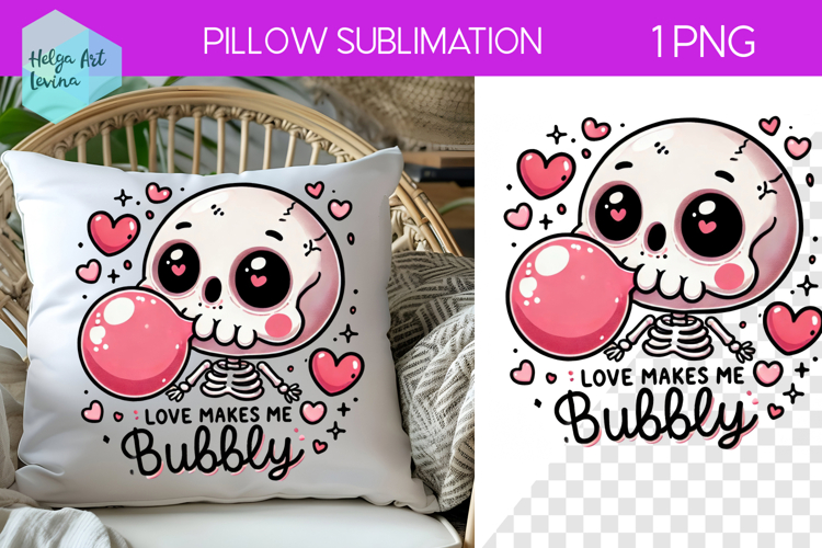 Skeleton Sublimation, Pillow Valentines Day