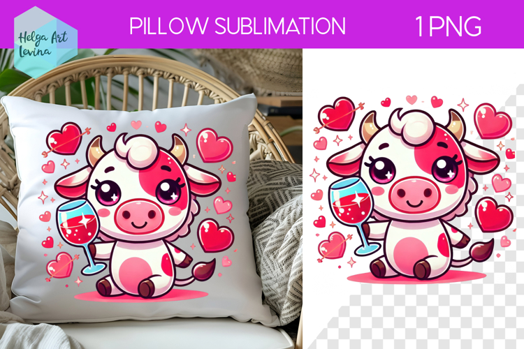 Wine Sublimation, Pillow Valentines Day