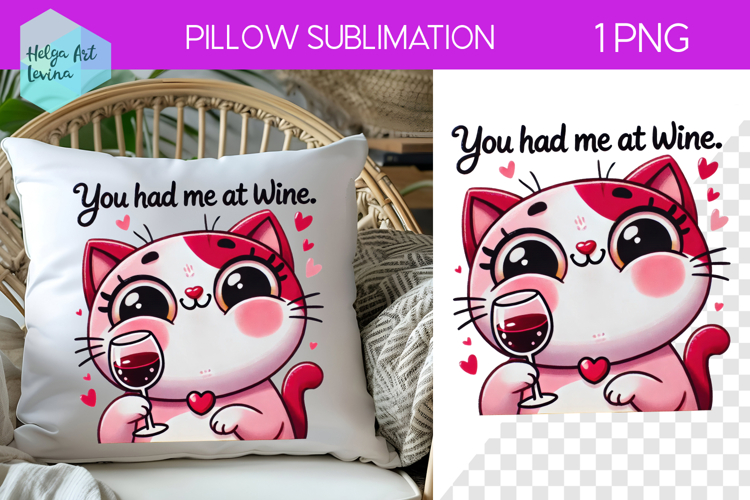 Wine Sublimation, Pillow Valentines Day