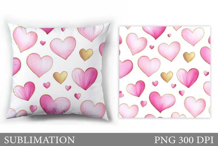 Hearts Pillow Design. Valentines Pillow Sublimation example image 1