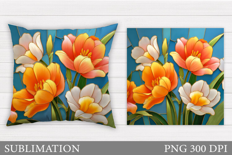 Flowers Pillow Design. Floral Pillow Sublimation example image 1